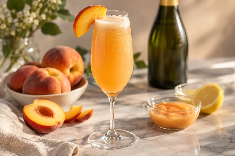 Peach Bellini Mocktail: Purée and Sparkling Wine