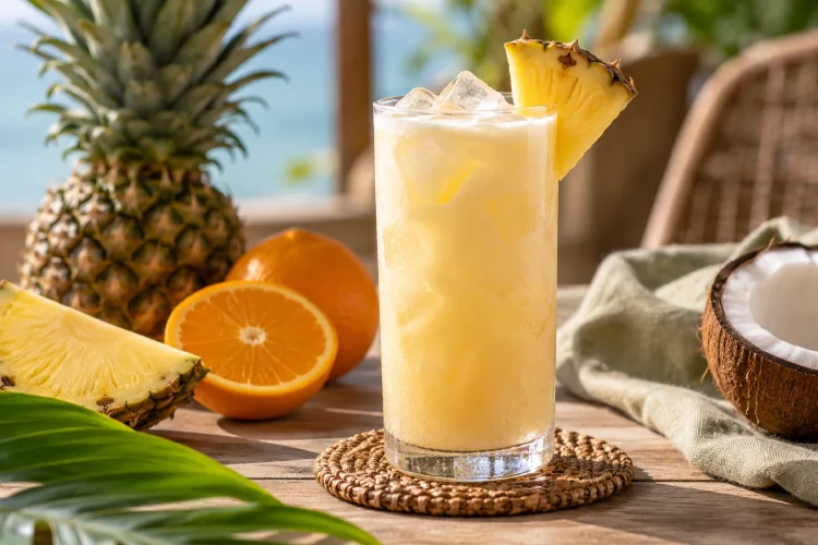 Coconut Mocktail: Creamy Pineapple and Orange Kiss