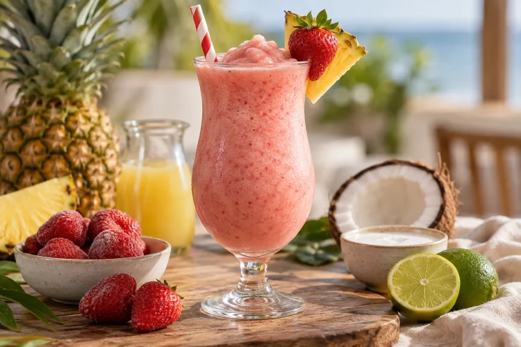 Strawberry Colada Mocktail: Berries, Pineapple and Coconut