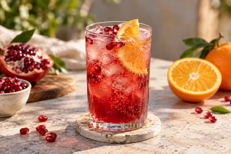 Pomegranate Mocktail: A Tart Red Spritz
