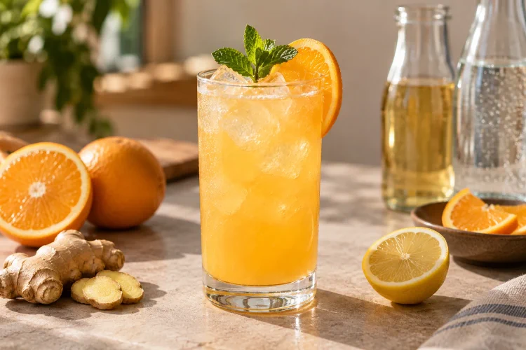 Orange Juice Mocktail: Ginger and Citrus Fizz