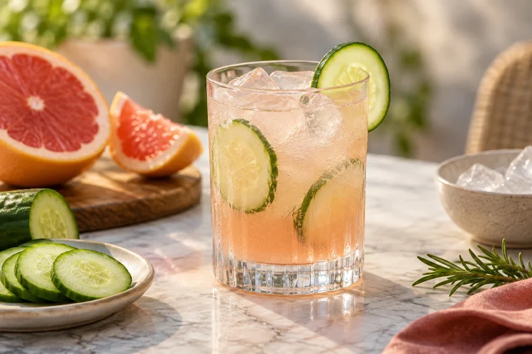 Tonic Water Mocktail: Cucumber and Grapefruit