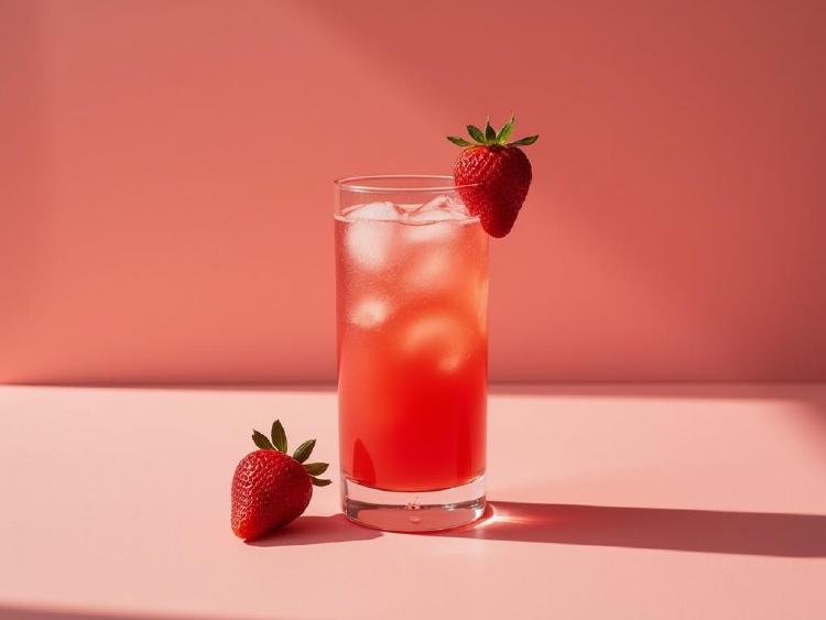 Serving inspiration from the ProstZero drink collection: velvet strawberry cloud